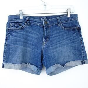 LOFT Blue Jean Shorts Size 6 Original, Denim Cutoff, Rolled Up Women Shorts